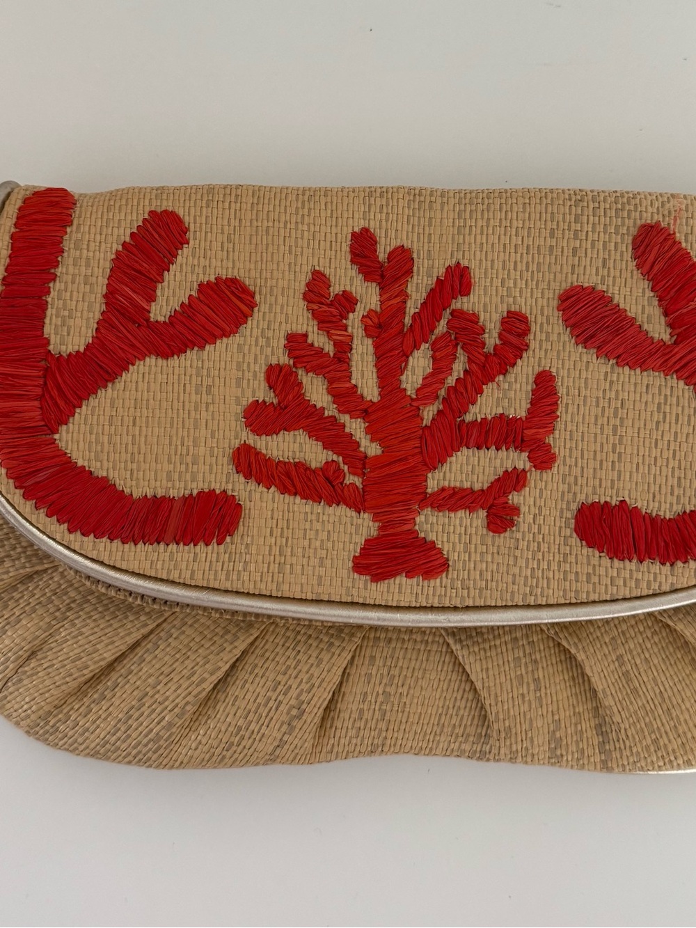 Vintage - Y2K - Felix Rey for Target Raffia Coral Clutch Wristlet